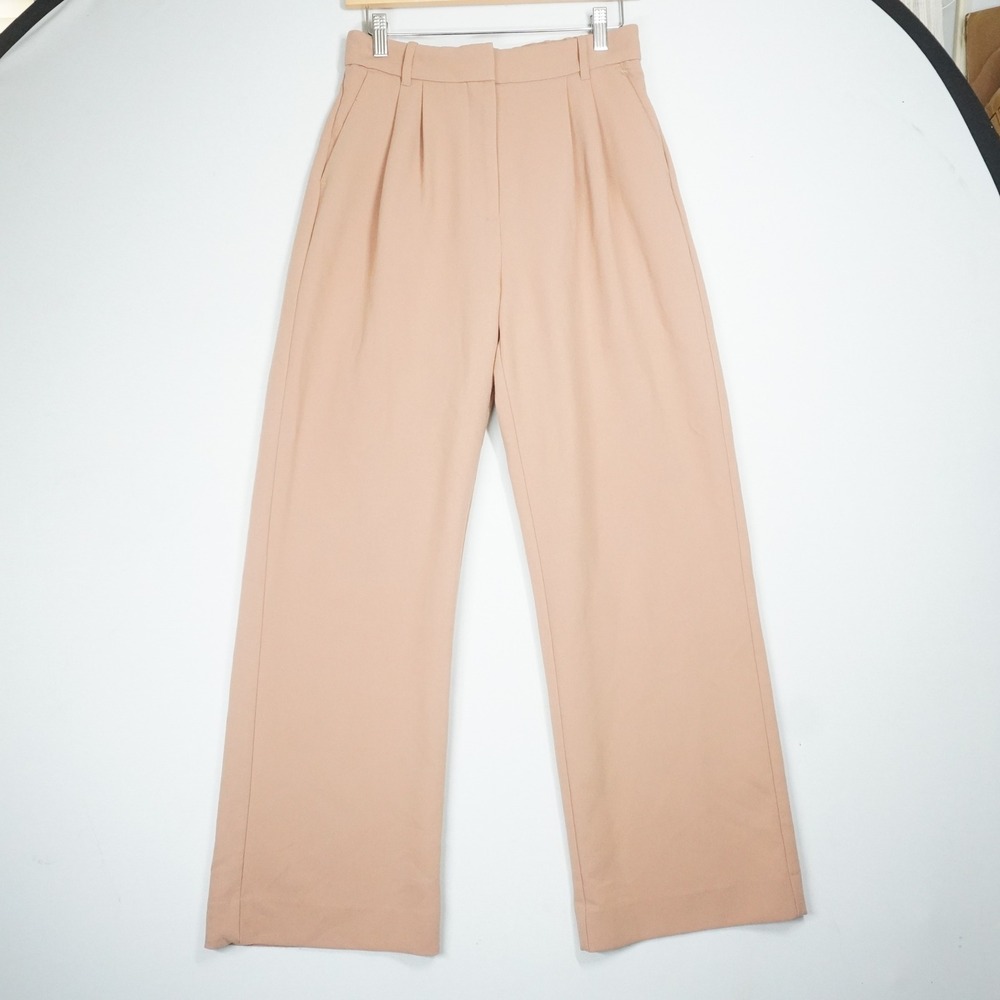 Abercrombie & Fitch Tan Pleated Wide Leg High Rise Trouser Pants 6 Career Office